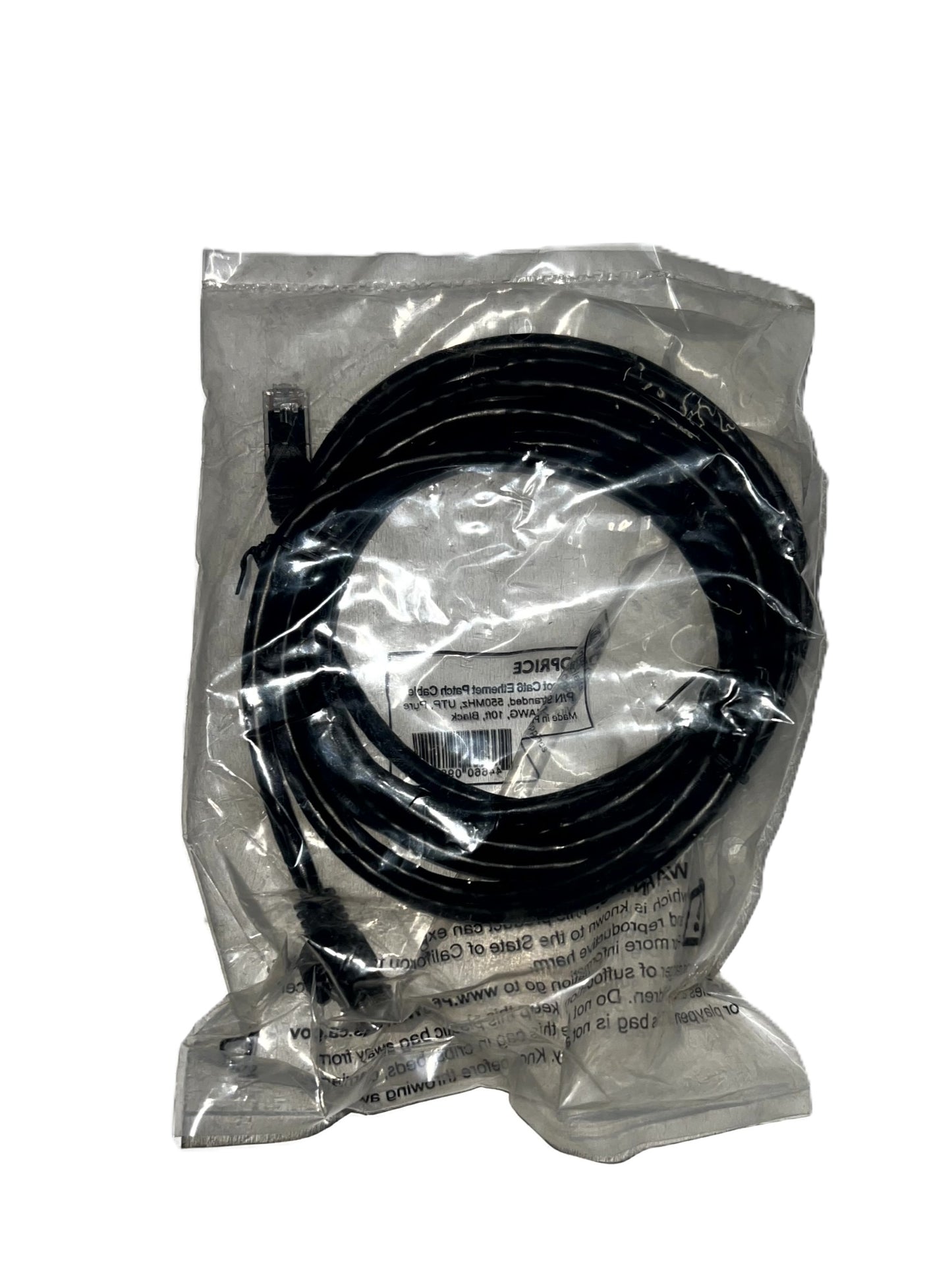 CABLE, ETHERNET, CAT 6, PATCH, 10FT, BLACK (UL)